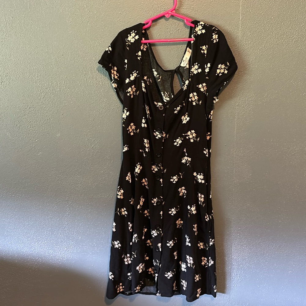 Hollister black dress with floral print